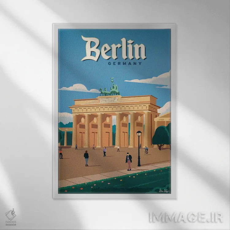 تابلو دکوراتیو دروازه براندنبورگ اثر ایدیااستورم استودیوز - نمای قابدار سفید