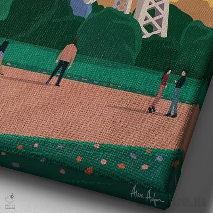 تابلو دکوراتیو بروکسل اثر ایدیااستورم استودیوز - نمای نزدیک بافت بوم