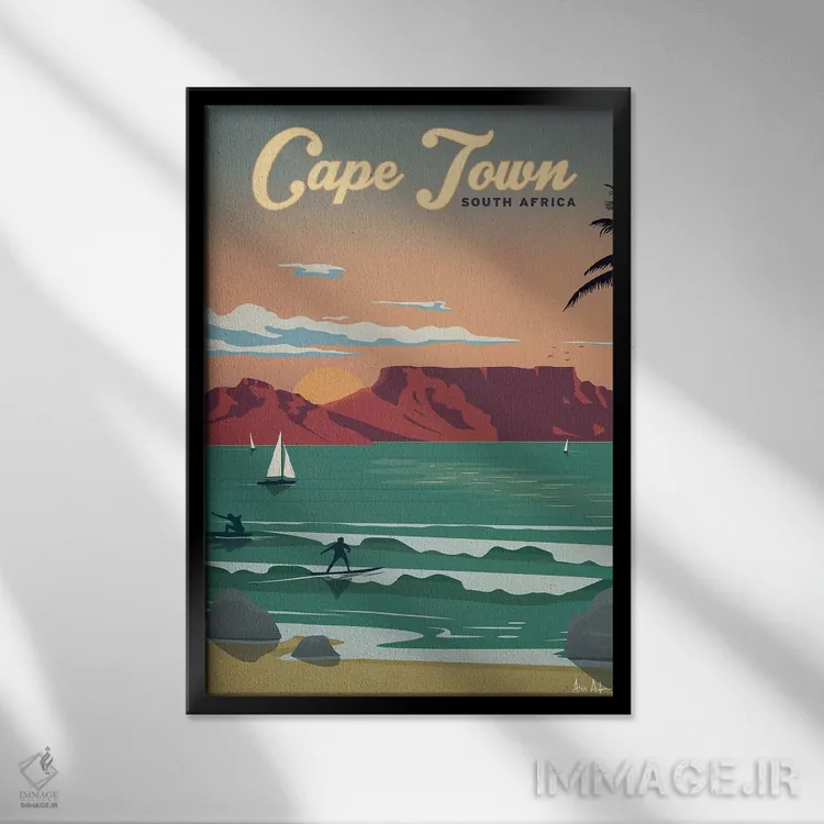 تابلو دکوراتیو کیپ تاون اثر ایدیااستورم استودیوز - نمای قابدار مشکی