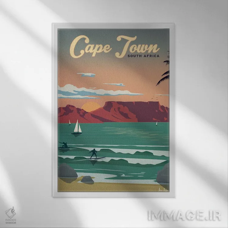 تابلو دکوراتیو کیپ تاون اثر ایدیااستورم استودیوز - نمای قابدار سفید