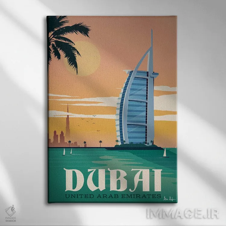 تابلو دکوراتیو دبی اثر ایدیااستورم استودیوز - نمای روبهرو روی دیوار
