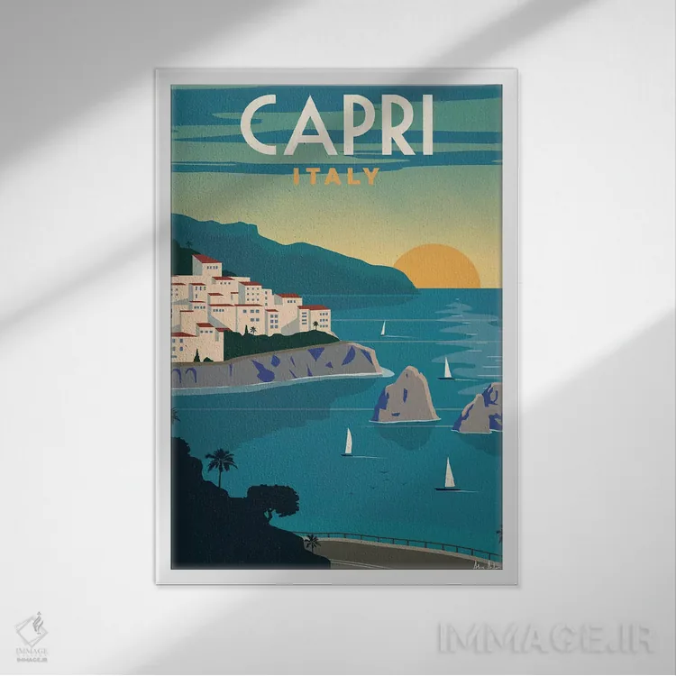 تابلو دکوراتیو کاپری اثر ایدیااستورم استودیوز - نمای قابدار سفید