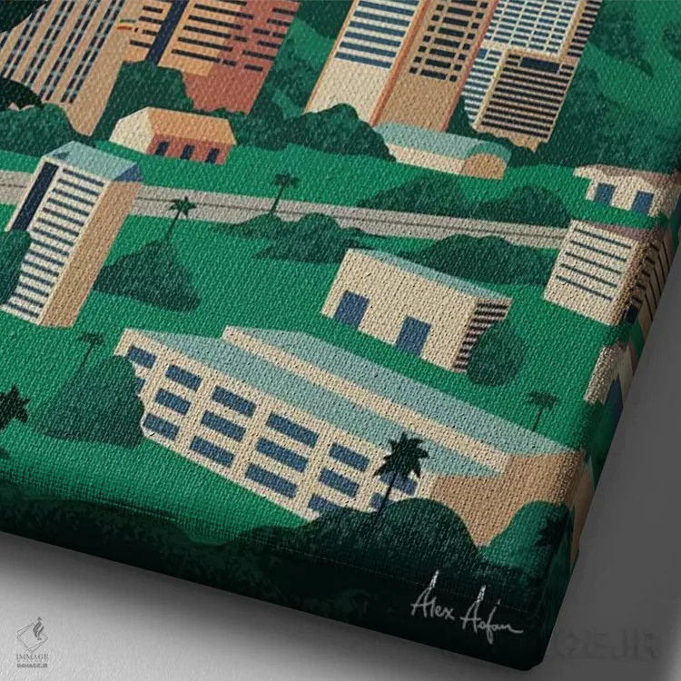 تابلو دکوراتیو مدئین اثر ایدیااستورم استودیوز - نمای نزدیک بافت بوم