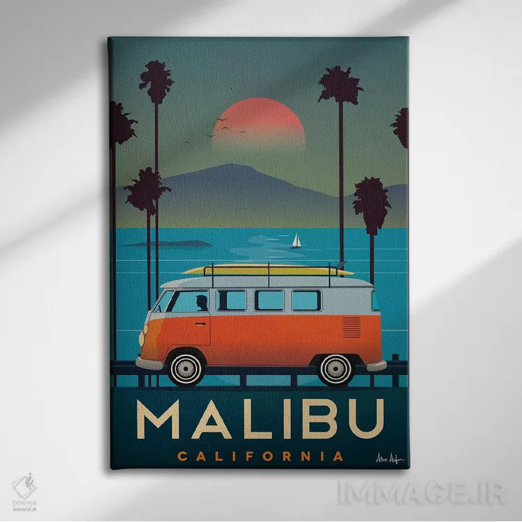 تابلو دکوراتیو مالیبو اثر ایدیااستورم استودیوز - نمای روبهرو روی دیوار