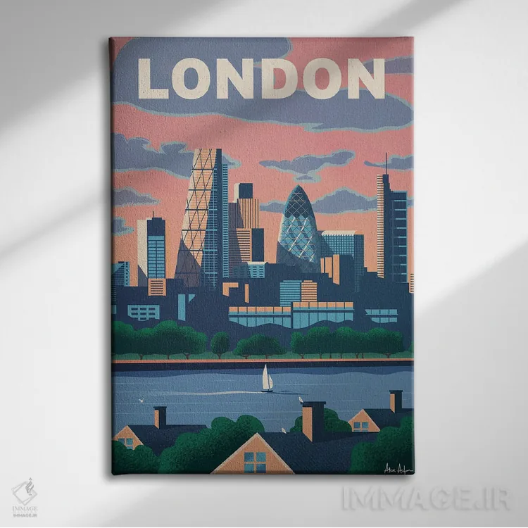 تابلو دکوراتیو لندن مدرن اثر ایدیااستورم استودیوز - نمای روبهرو روی دیوار