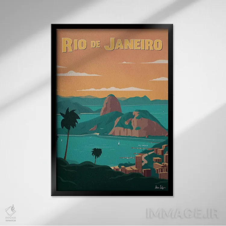 تابلو دکوراتیو ریو دو ژانیرو اثر ایدیااستورم استودیوز - نمای قابدار مشکی