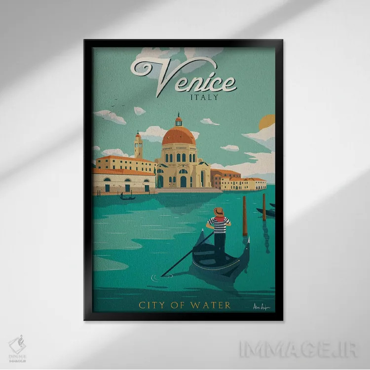 تابلو دکوراتیو ونیز اثر ایدیااستورم استودیوز - نمای قابدار مشکی