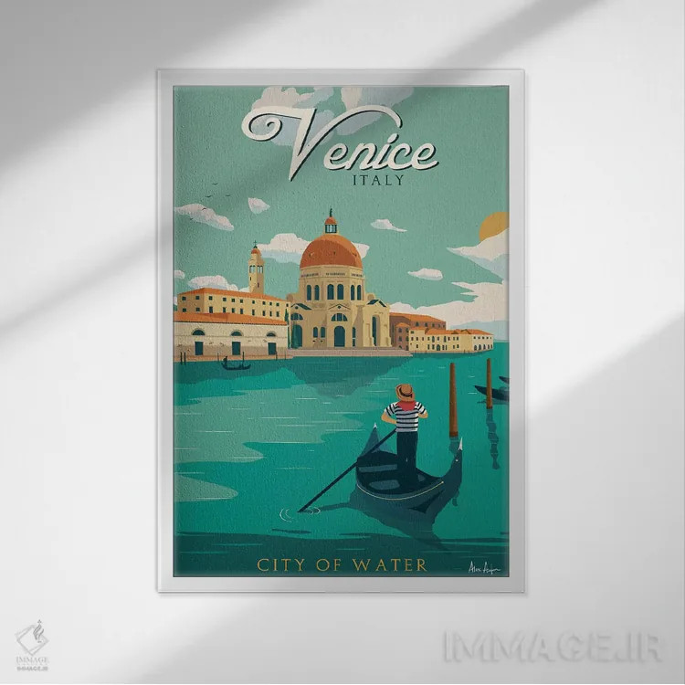 تابلو دکوراتیو ونیز اثر ایدیااستورم استودیوز - نمای قابدار سفید