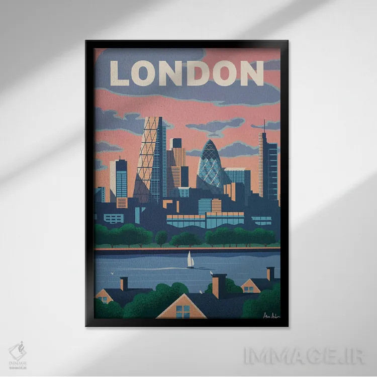 تابلو دکوراتیو لندن مدرن اثر ایدیااستورم استودیوز - نمای قابدار مشکی