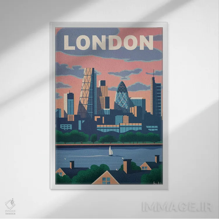 تابلو دکوراتیو لندن مدرن اثر ایدیااستورم استودیوز - نمای قابدار سفید