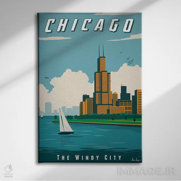 تابلو دکوراتیو شیکاگو اثر ایدیااستورم استودیوز - نمای روبهرو روی دیوار