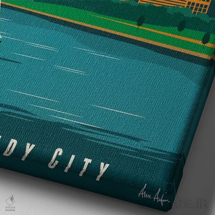 تابلو دکوراتیو شیکاگو اثر ایدیااستورم استودیوز - نمای نزدیک بافت بوم