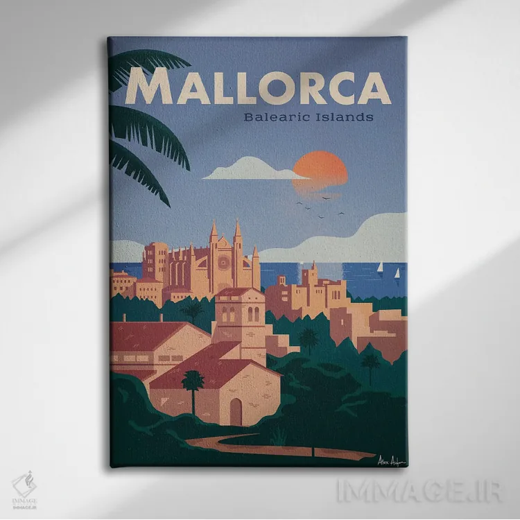 تابلو دکوراتیو مایورکا اثر ایدیااستورم استودیوز - نمای روبهرو روی دیوار