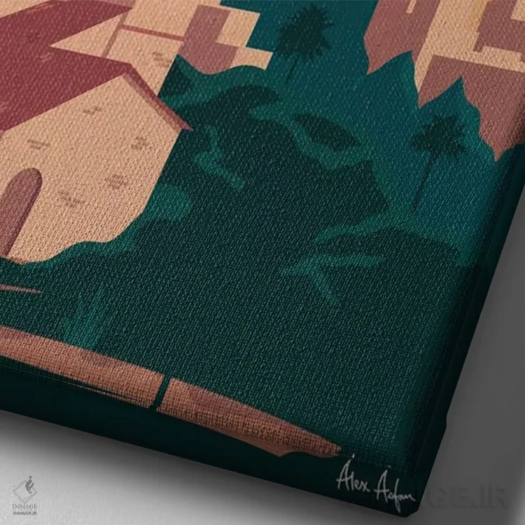 تابلو دکوراتیو مایورکا اثر ایدیااستورم استودیوز - نمای نزدیک بافت بوم