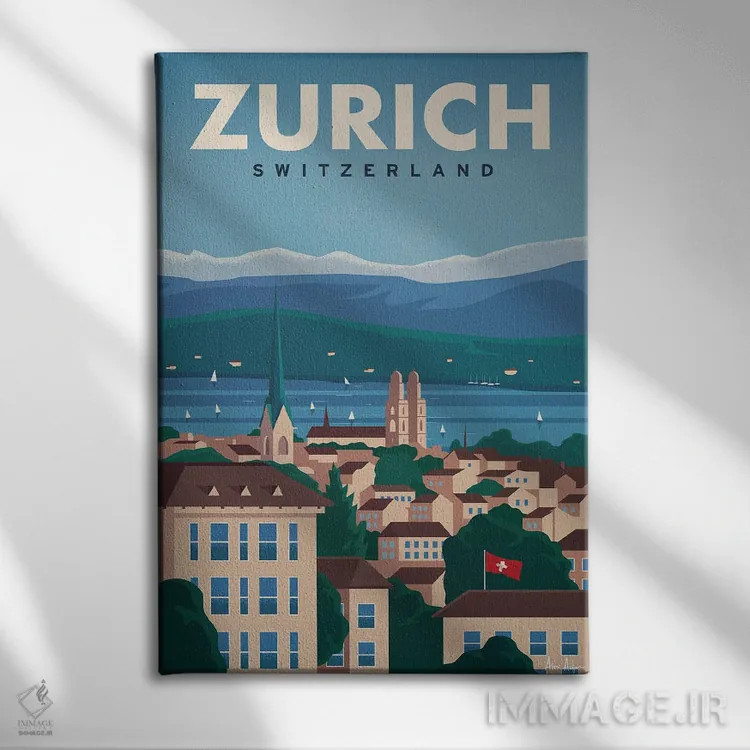 تابلو دکوراتیو زوریخ اثر ایدیااستورم استودیوز - نمای روبهرو روی دیوار
