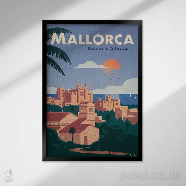 تابلو دکوراتیو مایورکا اثر ایدیااستورم استودیوز - نمای قابدار مشکی