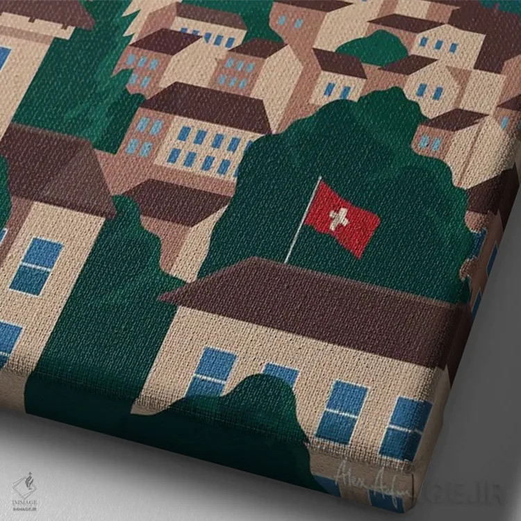 تابلو دکوراتیو زوریخ اثر ایدیااستورم استودیوز - نمای نزدیک بافت بوم