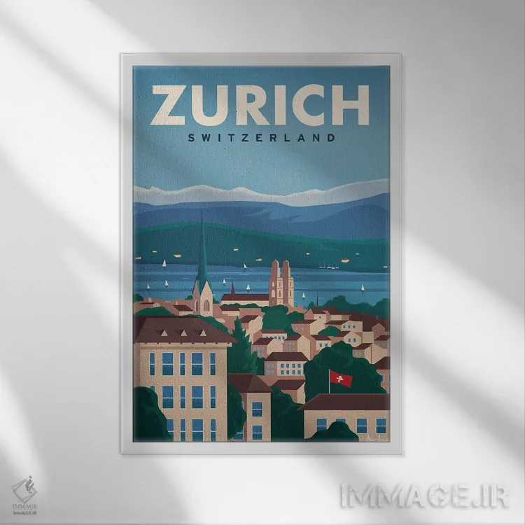 تابلو دکوراتیو زوریخ اثر ایدیااستورم استودیوز - نمای قابدار سفید