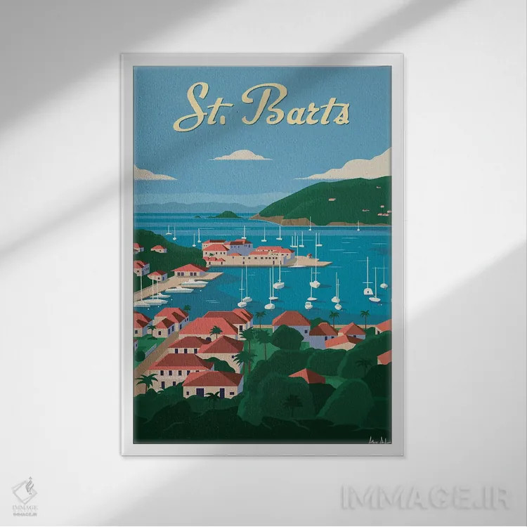 تابلو دکوراتیو سنت بارتلمی اثر ایدیااستورم استودیوز - نمای قابدار سفید