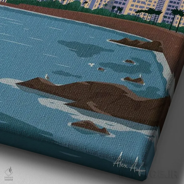 تابلو دکوراتیو بیروت اثر ایدیااستورم استودیوز - نمای نزدیک بافت بوم