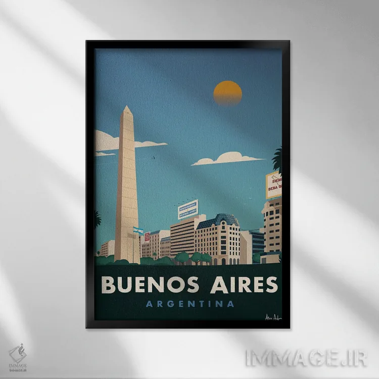 تابلو دکوراتیو بوئنوس آیرس اثر ایدیااستورم استودیوز - نمای قابدار مشکی