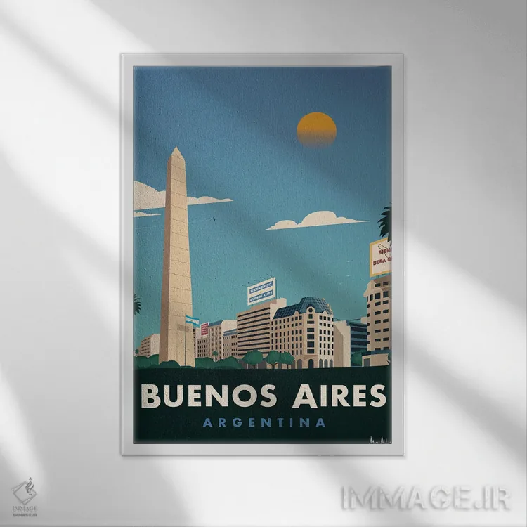 تابلو دکوراتیو بوئنوس آیرس اثر ایدیااستورم استودیوز - نمای قابدار سفید