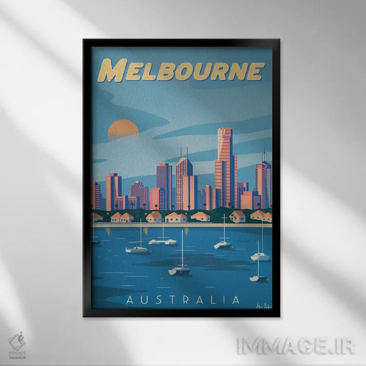 تابلو دکوراتیو ملبورن اثر ایدیااستورم استودیوز - نمای قابدار مشکی