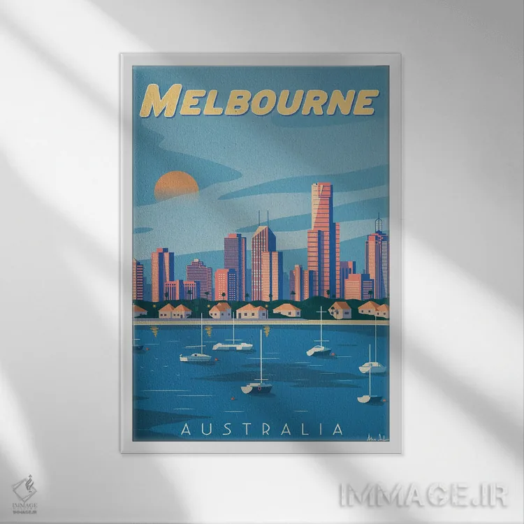 تابلو دکوراتیو ملبورن اثر ایدیااستورم استودیوز - نمای قابدار سفید