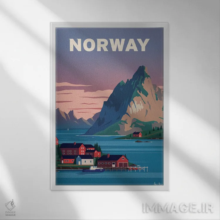 تابلو دکوراتیو نروژ اثر ایدیااستورم استودیوز - نمای قابدار سفید