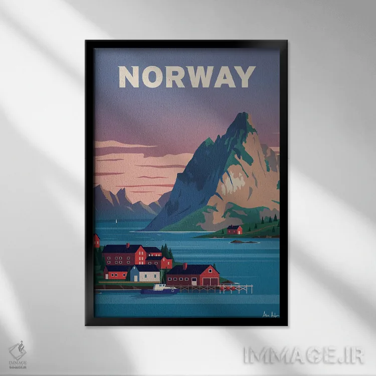 تابلو دکوراتیو نروژ اثر ایدیااستورم استودیوز - نمای قابدار مشکی