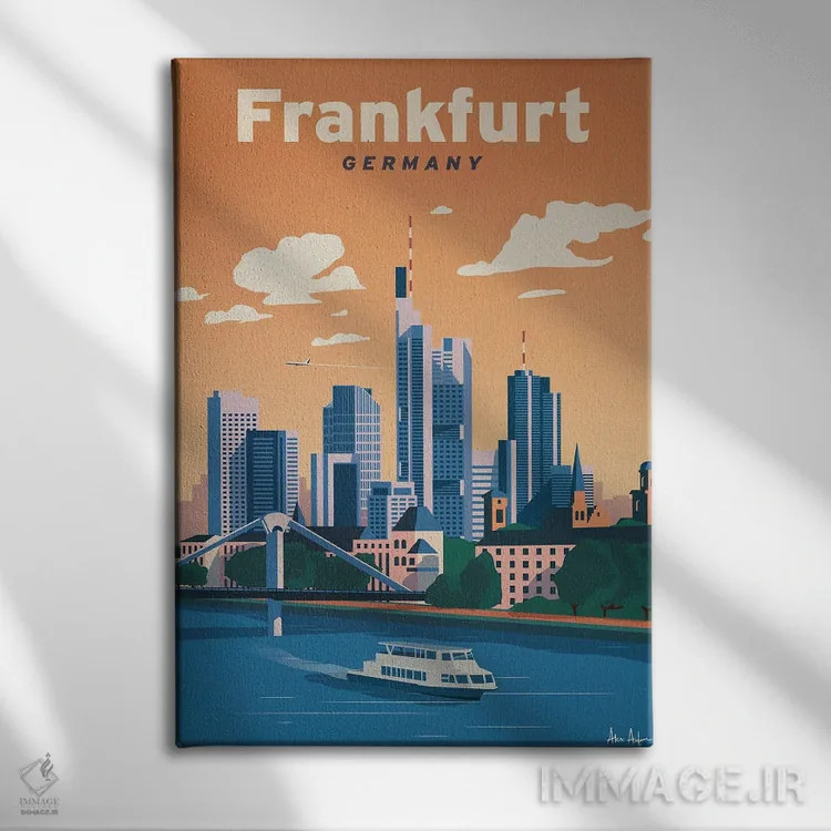 تابلو دکوراتیو فرانکفورت اثر ایدیااستورم استودیوز - نمای روبهرو روی دیوار