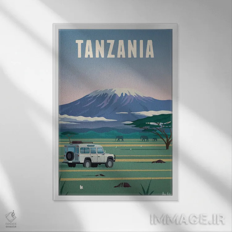 تابلو دکوراتیو تانزانیا اثر ایدیااستورم استودیوز - نمای قابدار سفید