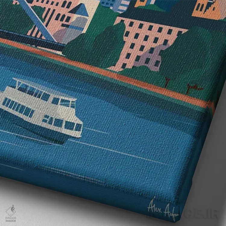 تابلو دکوراتیو فرانکفورت اثر ایدیااستورم استودیوز - نمای نزدیک بافت بوم