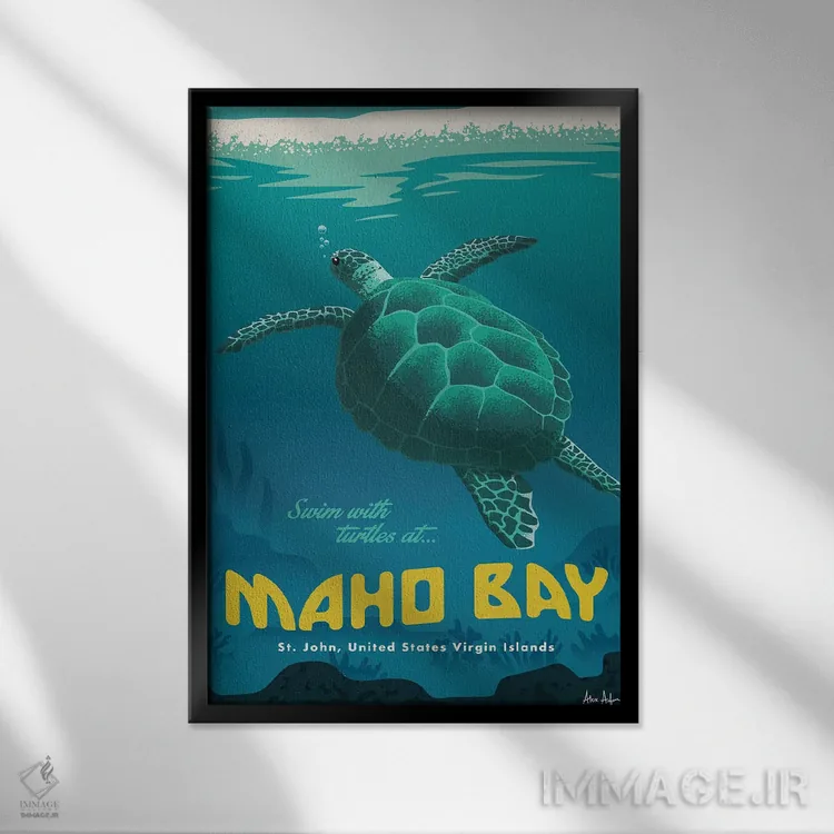 تابلو دکوراتیو خلیج ماهو اثر ایدیااستورم استودیوز - نمای قابدار مشکی