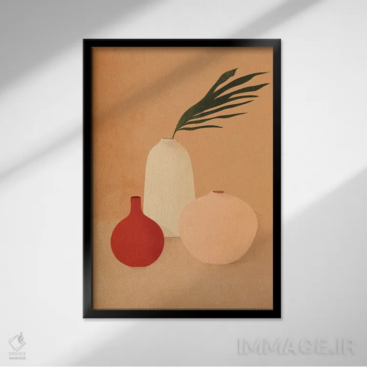 تابلو مینیمال گلدان های بوهو اثر ایتس فانی هو - نمای قابدار مشکی