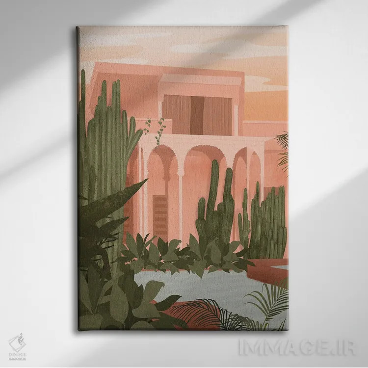 تابلو مدرن باغ ماجورل صورتی اثر ایتس فانی هو - نمای روبهرو روی دیوار