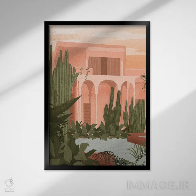 تابلو مدرن باغ ماجورل صورتی اثر ایتس فانی هو - نمای قابدار مشکی