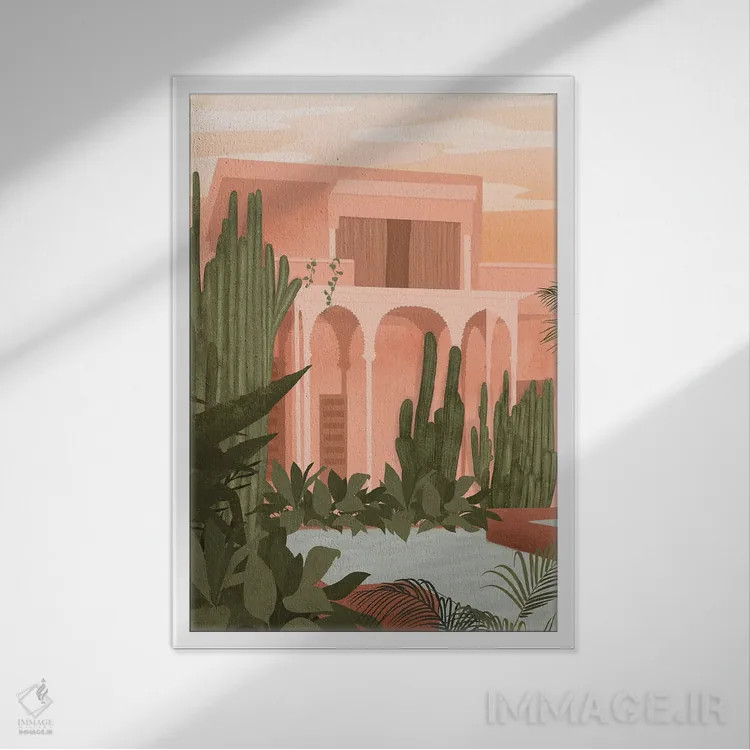 تابلو مدرن باغ ماجورل صورتی اثر ایتس فانی هو - نمای قابدار سفید