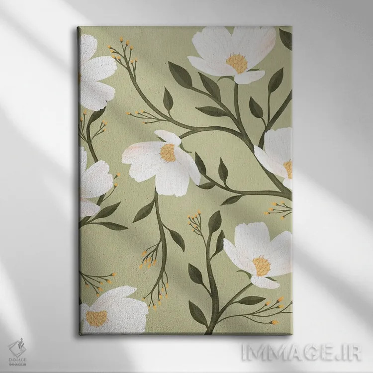 تابلو مدرن گل های سبز اثر ایتس فانی هو - نمای روبهرو روی دیوار