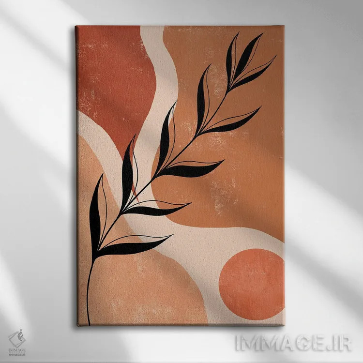 تابلو مینیمال برگ سیاه اثر ایتس فانی هو - نمای روبهرو روی دیوار