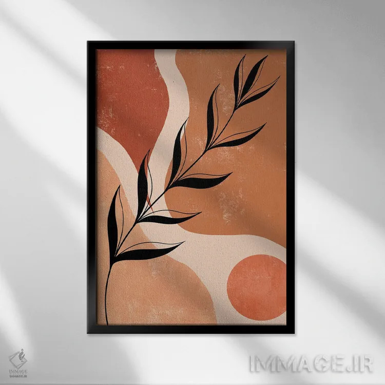 تابلو مینیمال برگ سیاه اثر ایتس فانی هو - نمای قابدار مشکی