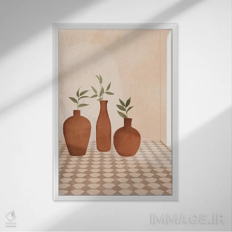 تابلو مینیمال گلدان های مدیترانه ای اثر ایتس فانی هو - نمای قابدار سفید