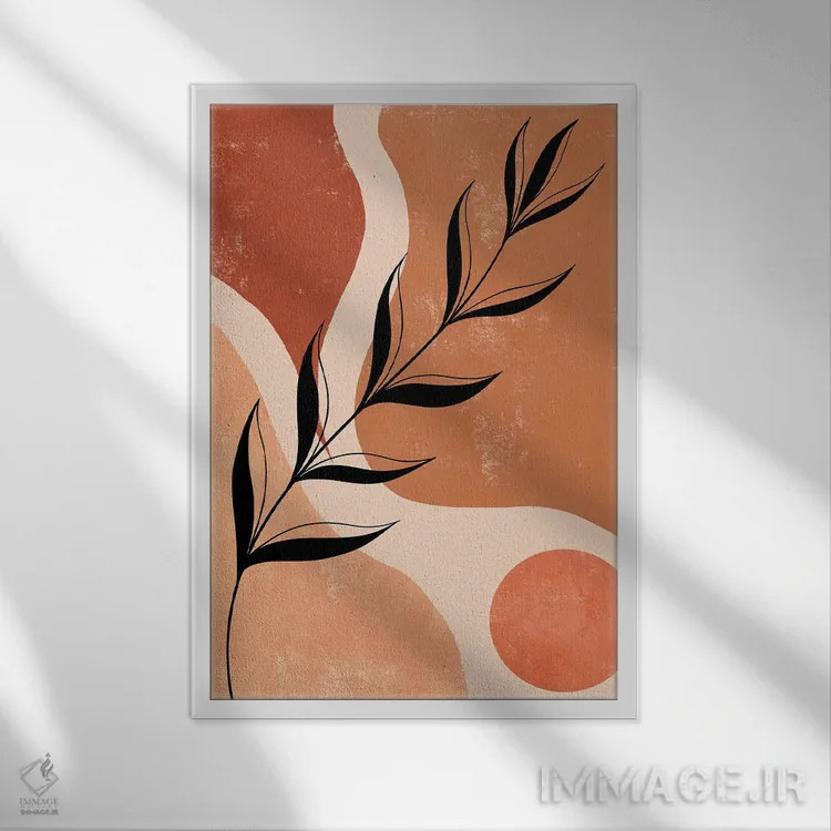 تابلو مینیمال برگ سیاه اثر ایتس فانی هو - نمای قابدار سفید