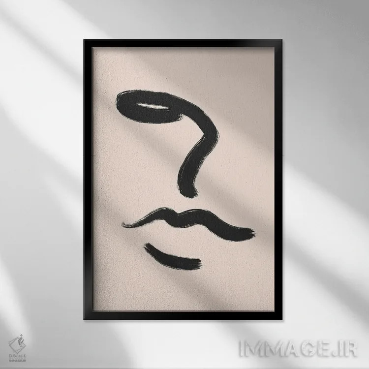 تابلو مینیمال چهره اثر ایتس فانی هو - نمای قابدار مشکی