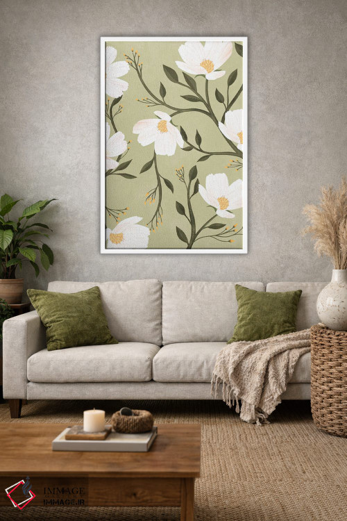 تابلو مدرن گل های سبز اثر ایتس فانی هو - D1W