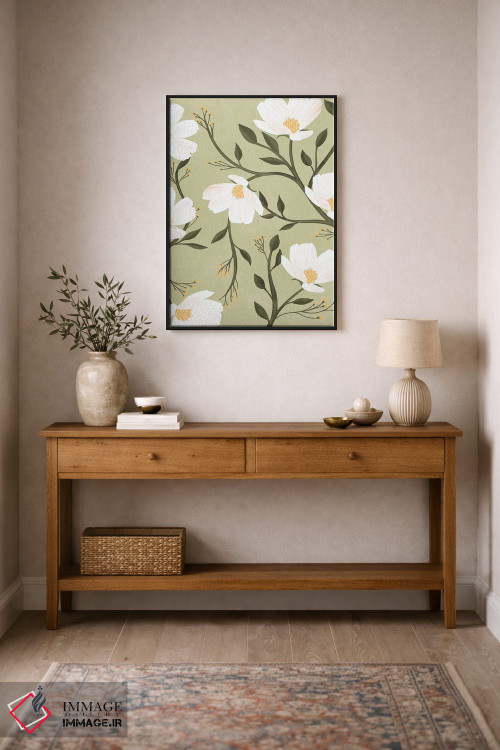 تابلو مدرن گل های سبز اثر ایتس فانی هو - D2B