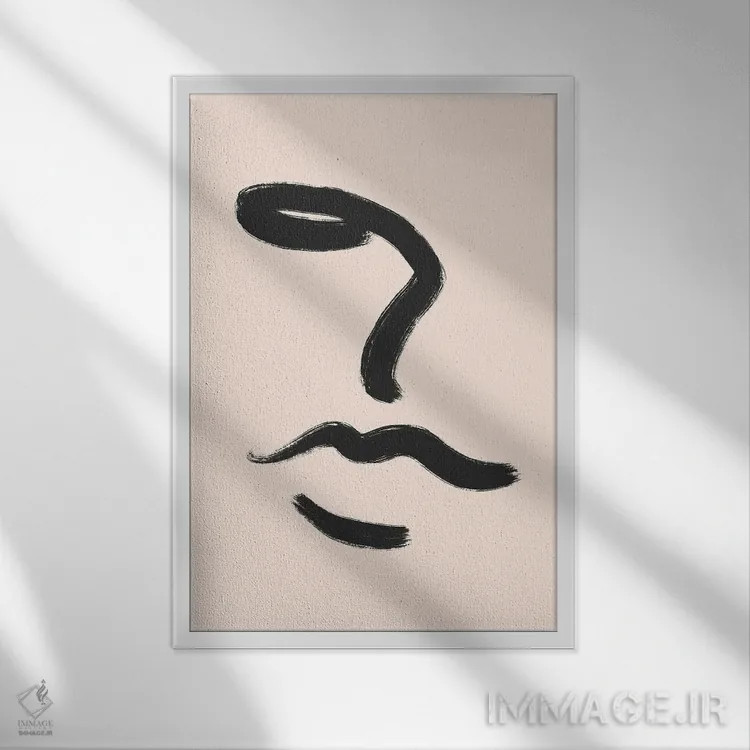 تابلو مینیمال چهره اثر ایتس فانی هو - نمای قابدار سفید