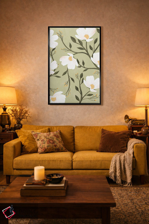 تابلو مدرن گل های سبز اثر ایتس فانی هو - D4B