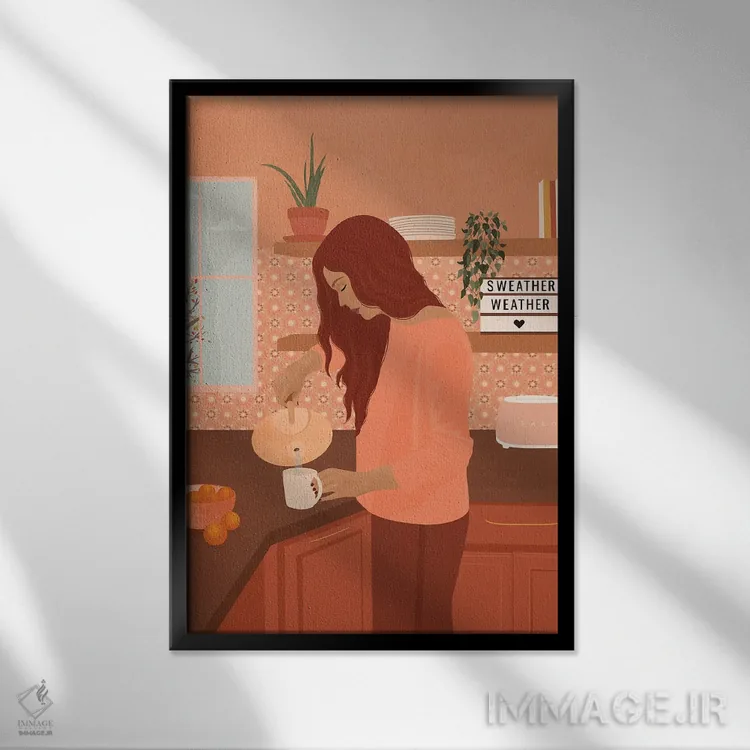 تابلو مدرن هوای ژاکت پوشی اثر ایتس فانی هو - نمای قابدار مشکی