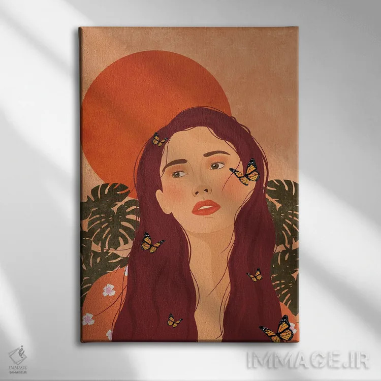 تابلو مدرن دختر پروانه ای اثر ایتس فانی هو - نمای روبهرو روی دیوار
